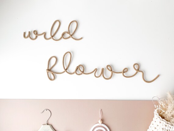 Wildflower Sign for Nursery - Kids Room Wire Wall Words - Gift for Niece - Boho Neutral Nursery Sign