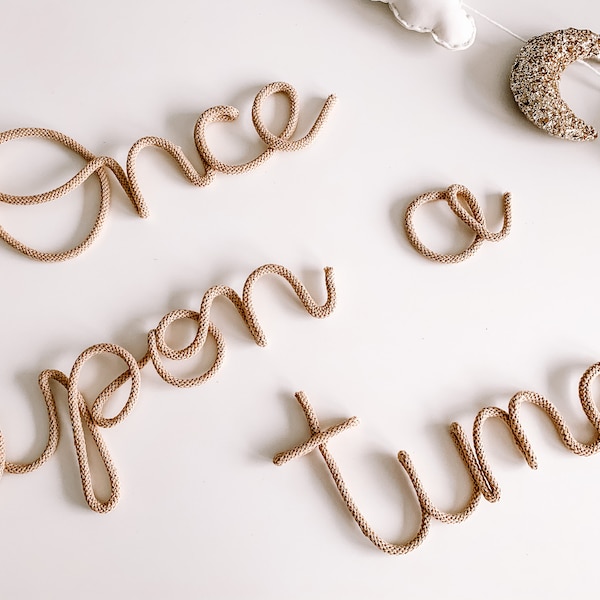 Once Upon a Time Sign for Nursery Wall - Bookshelf Wire Word Sign for Kids Room - Baby Gift for Nursery