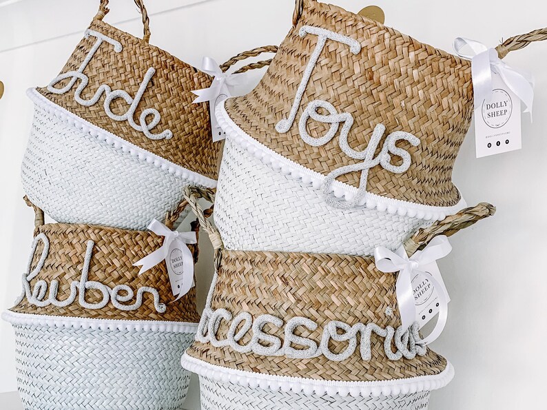 Nursery Storage Basket Dipped White Kids Room Basket Baby Etsy