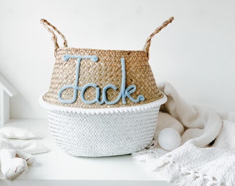 Baby Boy Name Basket - Christening Gifts for Boys - Toy Storage Basket - Nappy Storage - Toy Car Storage -  Personalised Basket for Nursery