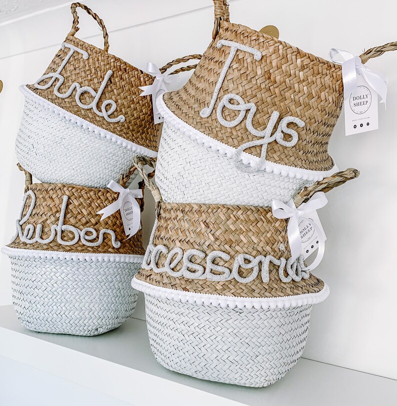 Nursery Storage Basket Girls Room Basket Baby Name Etsy