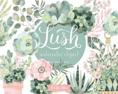 Watercolor Succulent Clip Art Images, Cactus Clipart Design Graphics, Succulent Illustrations, Wedding Florals, Southwest Greenery Planter