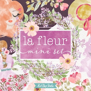 Aquarell Frühling Clipart Mädchen, hübsche Frühling Aquarell Blumen, Gesicht, Bouquet, Ostern Frauen ClipArt Blumen, Korb, Lavendel Kranz
