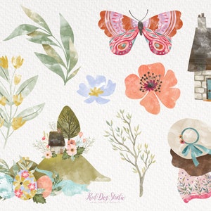 Easter Clipart, Watercolor Spring Florals, Cottage Clip Art ...