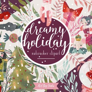 Aquarell Weihnachten Clipart Bilder, Aquarell Nussknacker ClipArt Winter Grün, Ballerina, Urlaub Aquarell Clipart, Schneekugel, Kiefer