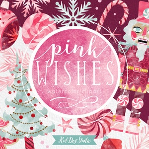 Imagens De Clipart De Natal Em Aquarela Rosa Glam, Clipart De Quebra-Nozes, Doces De Férias, Enfeites De Guirlanda De Meias De Hortelã, Natal Rosa PNG