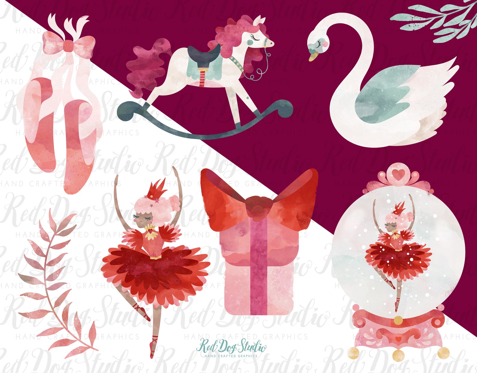 sugar plum fairy watercolor clipart nutcracker ballet clip art graphics, christmas ballerina, swan ballet shoes, snowglobe, cand sugar plum fairy watercolor clipart nutcracker ballet clip art graphics, christmas ballerina, swan ballet shoes, snowglobe, cand