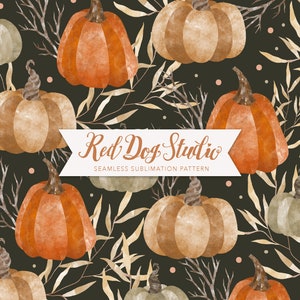 Fall Pumpkins Seamless Pattern for Sublimation, Country Farm Autumn Digital Paper, Repeat Pattern, Sublimation Designs, Orange Pumpkins