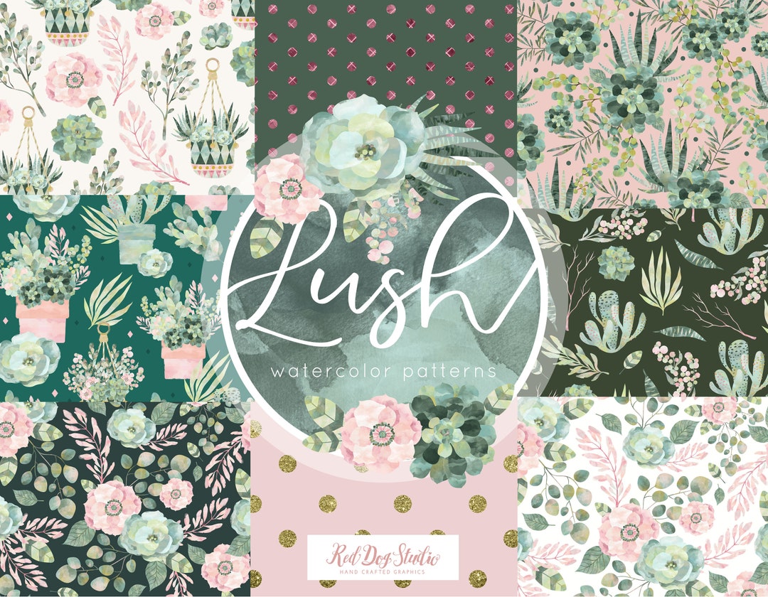 Watercolor Cactus Digital Paper Pack, Watercolor Succulent Paper ...