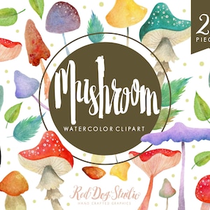 Aquarell Pilz Clipart Set, Aquarell ClipArt, bemaltpilze, von Hand bemalt Aquarell Clipart, Aquarell Wald