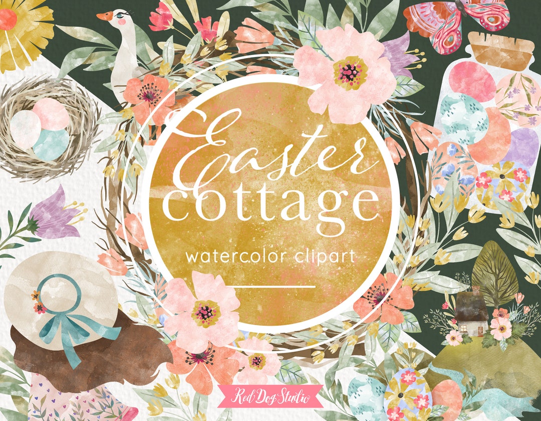 Easter Clipart, Watercolor Spring Florals, Cottage Clip Art ...