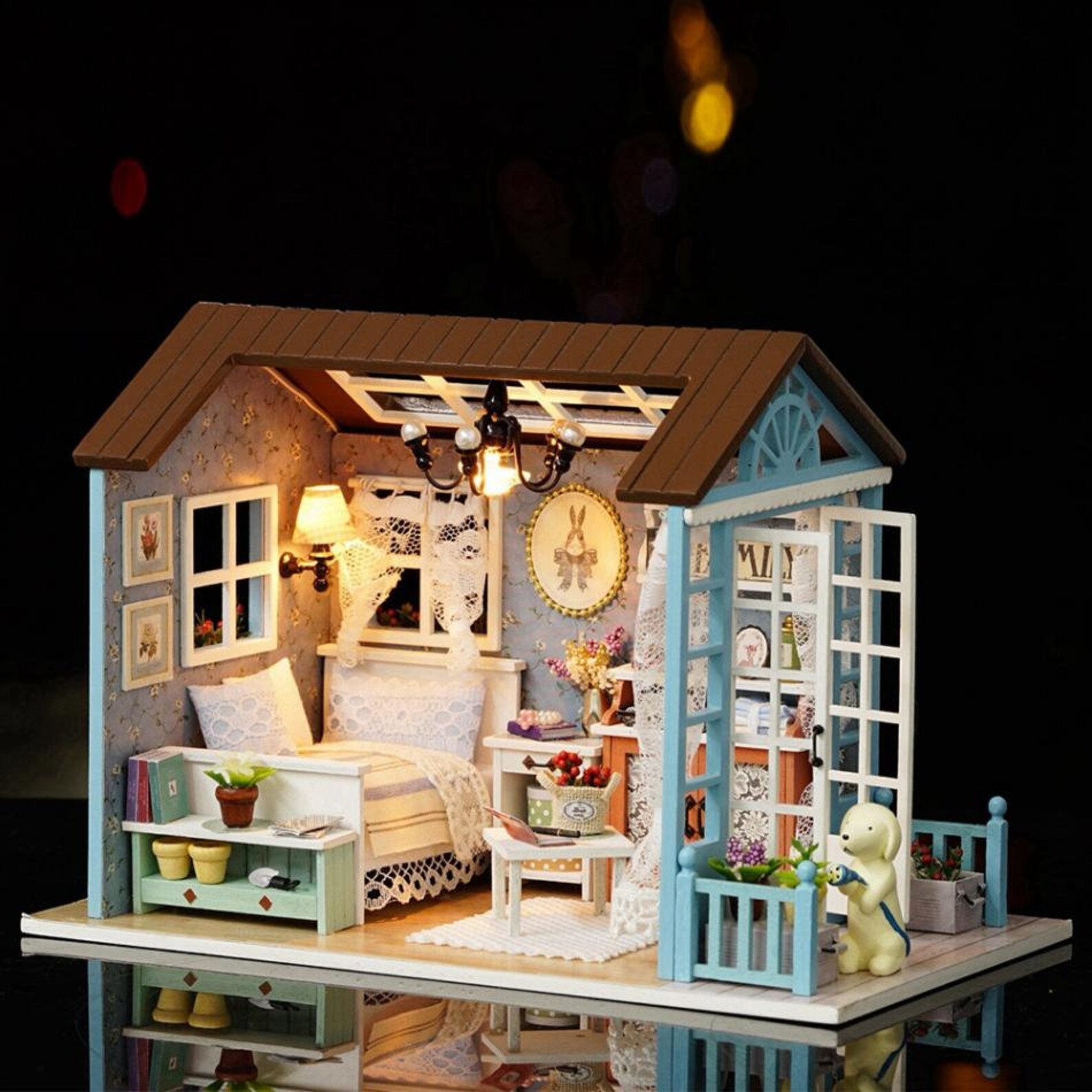Miniature Dollhouse Furnished Doll House Kit With Furniture Etsy