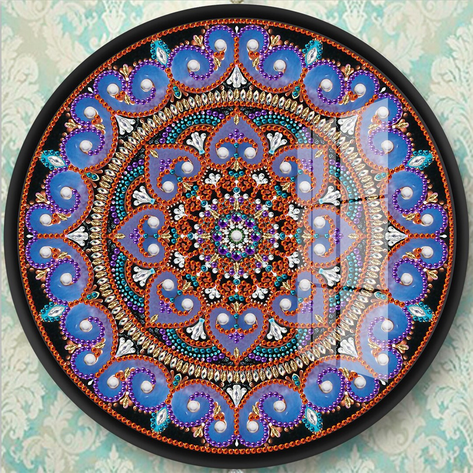 5D Mandala Diamond Painting Kits with Tassels Round Frame Wall Etsy