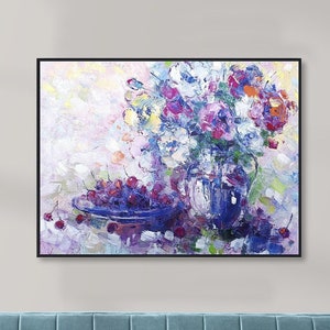 Florales Ölgemälde Auf Leinwand: Impressionismus 3D Weiße Blumen (25x20)