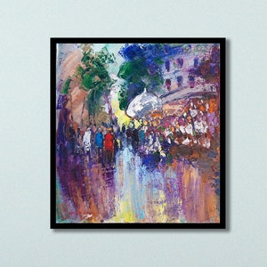 Barcelona Flower Shop Oil Painting: 3D Impressionist Cityscape (21.6x19.6)