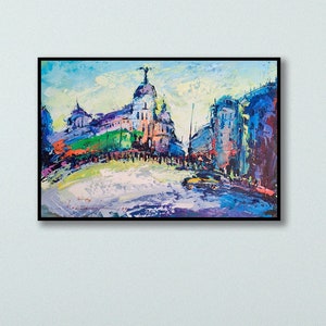 Madrid Oil Painting: 3D Palette Knife Art, Spain Wall Decor