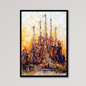 Barcelona Oil Painting On Canvas,Barcelona wall art, Sagrada Familia,Barcelona decoration, Wall decoration, Home decoration, MADE-TO-ORDER