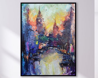 Pintura al óleo personalizada de Londres a partir de una foto: Arte de paisaje urbano personalizado