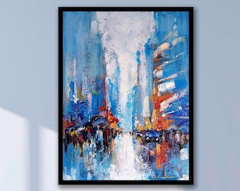 New York Cityscape Oil Painting On Canvas, Wall City painting, New York city art, Modern city Wall art decor,City skyline Abstract painting