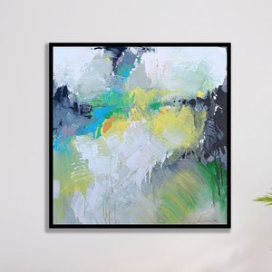 Abstraction Acrilyc Painting On Canvas, Modern abstract painting,oil hand painting,office wall art,original ,yellow flowers, abstract art
