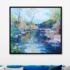 Landscape Oil Painting On Canvas, Abstract landscape, Landscape on canvas, Landscape wall decoration, Autumn on canvas, Forest Landscape art
