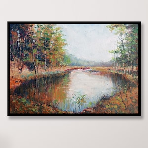 Original Oil Painting: 3D Impressionist Forest Landscape (27x20)