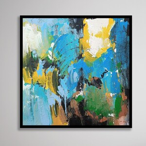 Yellow Flowers Acrylic Painting On Canvas: Modern Abstract Art (28x28)