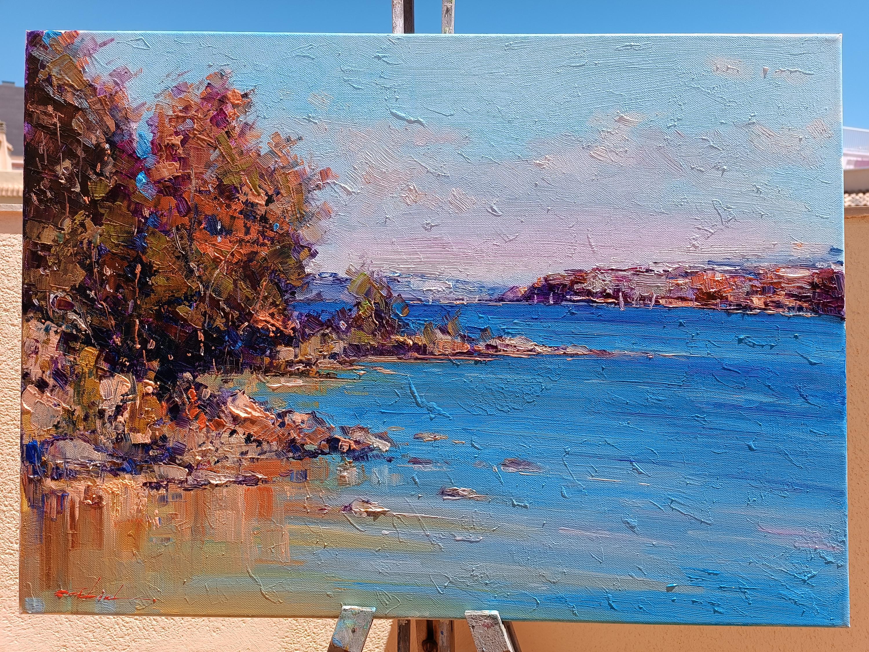 コスタ・ブランカの海景油絵：スペインのビーチ沿岸アート - Etsy 日本