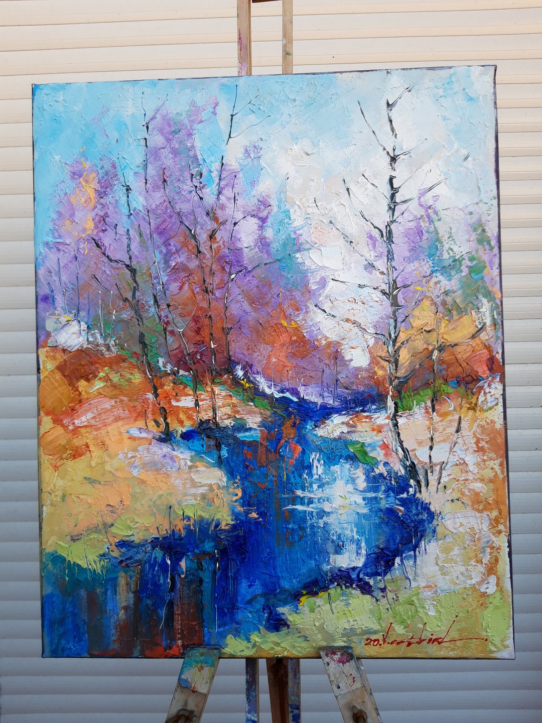Landscape Oil Painting on Canvas, Landscape Decoration, Autumn Painting