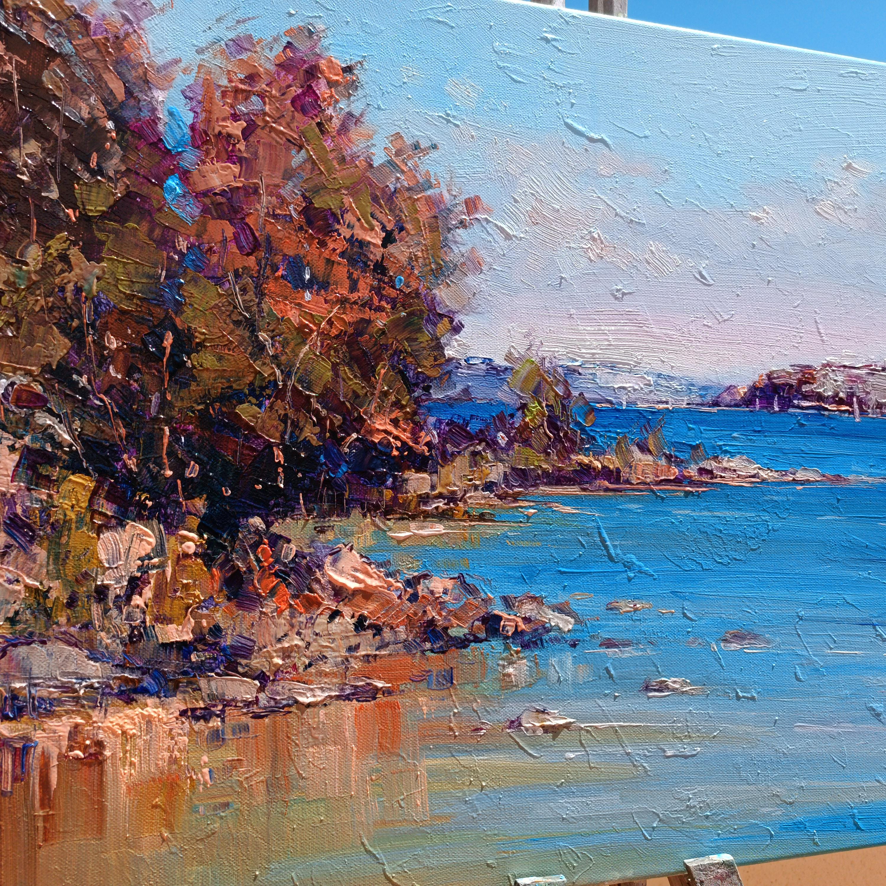 コスタ・ブランカの海景油絵：スペインのビーチ沿岸アート - Etsy 日本