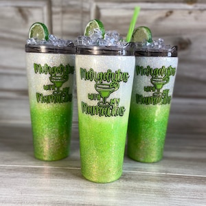 Margaritas with my Mamacitas Glitter Tumbler: 32oz Stainless Steel