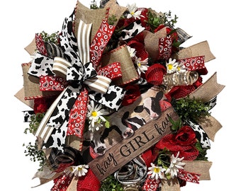 Hay girl hay wreath, cow decor, farmhouse design