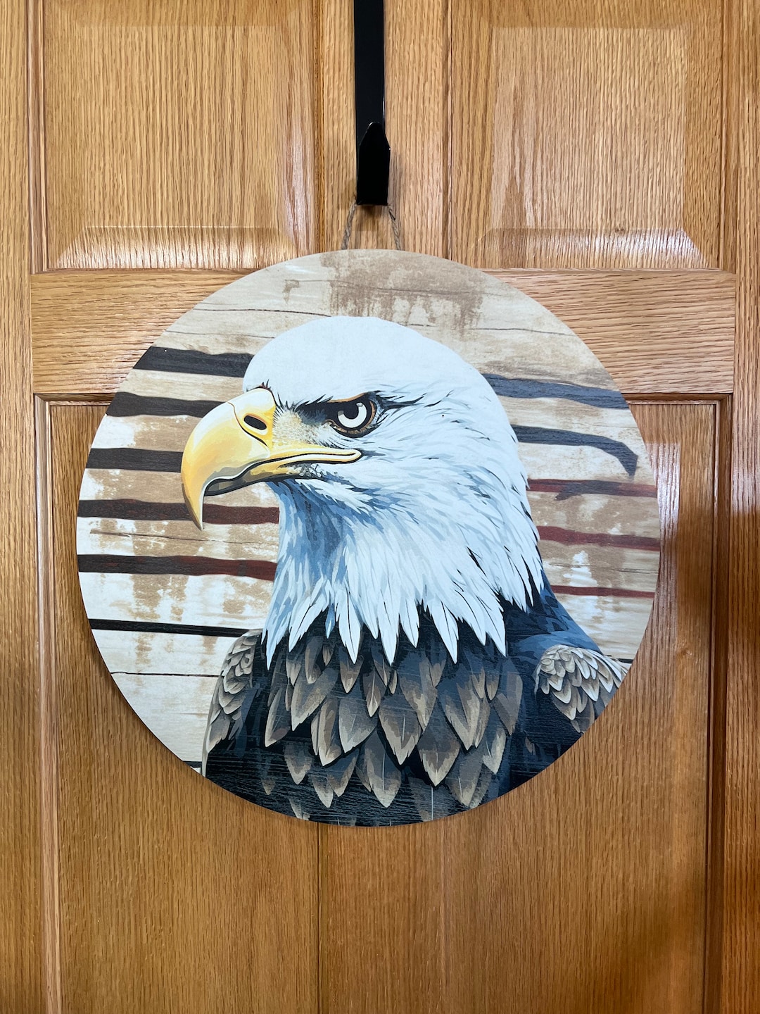 Rustic Eagle Door Hanger, Eagle Wood Wall Decor, USA Door Hanger Design