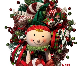 Elf wreath, Wimsicle Christmas wreath, peppermint decor