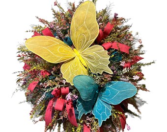 Butterfly wreath, summer floral design, whimsical butterfly decor