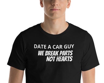 MEME FRAMES | Date A Car Guy | T-Shirt in Black with White Text