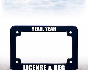 Motorcycle License Plate Frame - Plastic - UV Printed Text - License & Reg