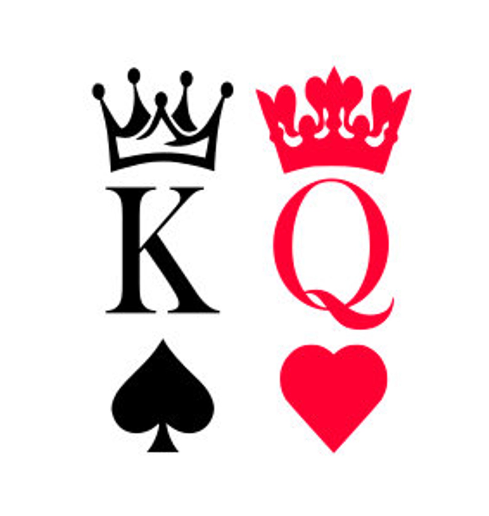 King and Queen SVG Cut File King of Spades Queen of Hearts - Etsy UK