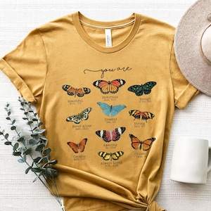 You Are Beautiful Butterflies Wildflowers Biblical Shirt Bible Verse Nature T-shirt Floral Tee Butterfly Christian Shirt Gift