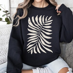 Boho Leaves Sweatshirt, Women&#39;s Floral Sweatshirt, Boho Style Flower Shirt, Retro Gift Sweatshirt, Nature Lover Forest Sweatshirt