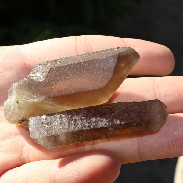 Hallelujah Junction - Two (2) Clear Smokey Quartz Points -  - 54g 2.25" length scepter! lot 1T