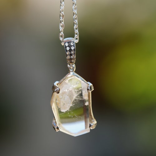 AA+ Quartz shops in Quartz Pendant. White Topaz Pave. Sterling 925 Silver. Starborn Creations.