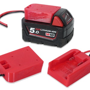Battery Adapter for Milwaukee M18 Li-Ion Panel Mount Connector with Silicone Cable