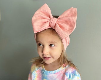Pink Gold Foil Headwrap, Bow on Nylon, Bow on Clip, Baby headband, Big Bow Headwrap, Headband, Big Baby Bow, Big Bow for girls, Pink bow