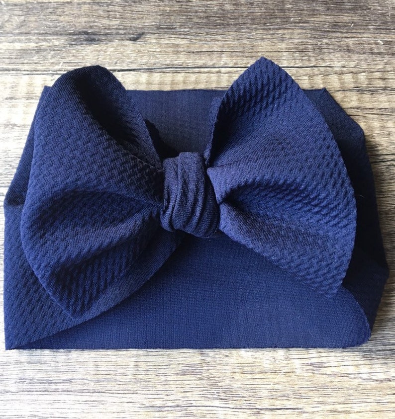 Navy blue headwrap Navy head wrap Baby headband Baby stretch wrap Baby head wrap