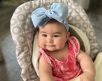 Baby blue headwrap, Baby head wrap, Baby headband, Blue head wrap, Baby stretch wrap