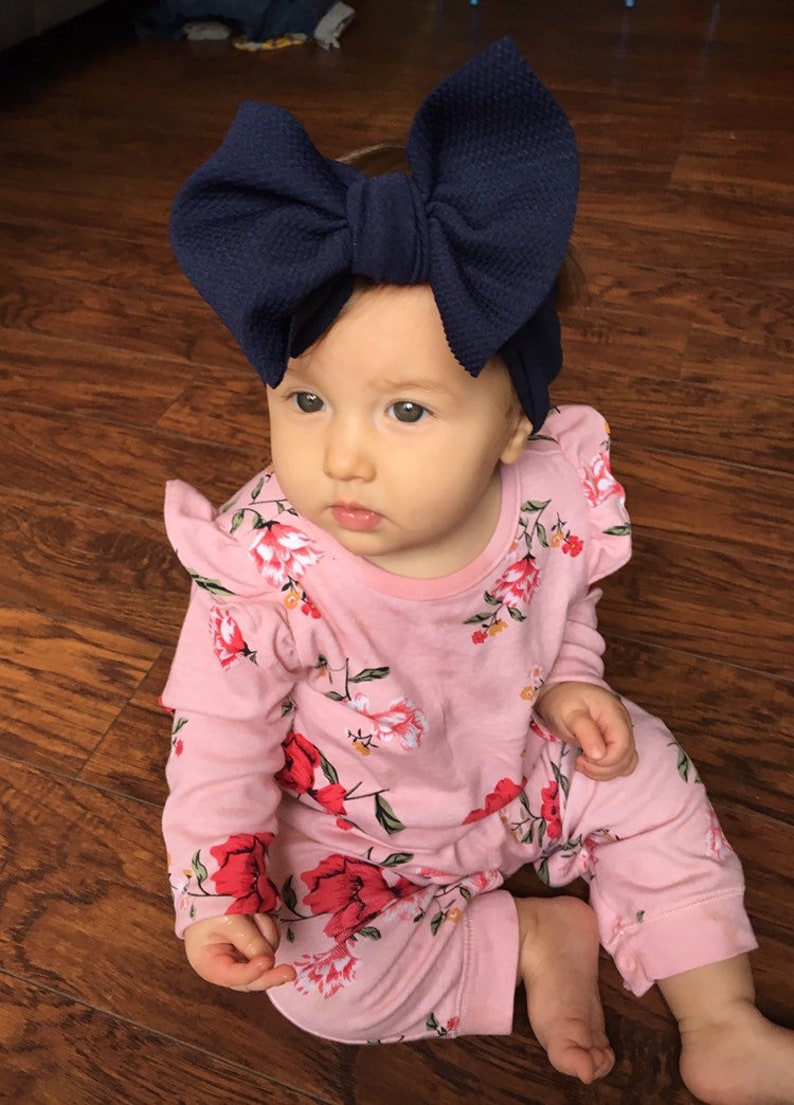 Navy blue headwrap Navy head wrap Baby headband Baby stretch wrap Baby head wrap