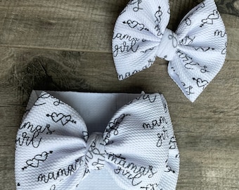 Mama’s Girl Headwrap, Mama’s Girl Bow on nylon, Mother’s Day head wrap, Baby headband, Infant Bow, Newborn Bow, Mommy’s Girl Bow