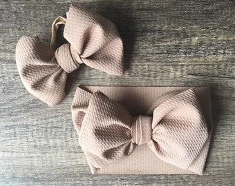 Cappuccino Headwrap, Baby head wrap, Baby headband, Big Bow Wrap, Headwrap, Headband, Baby stretch wrap, Big Baby Bow, Big Bow Headband