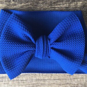Royal Blue headwrap, Baby head wrap, Baby headband, Blue head wrap, Baby stretch wrap, Big bow headband, Blue Bow